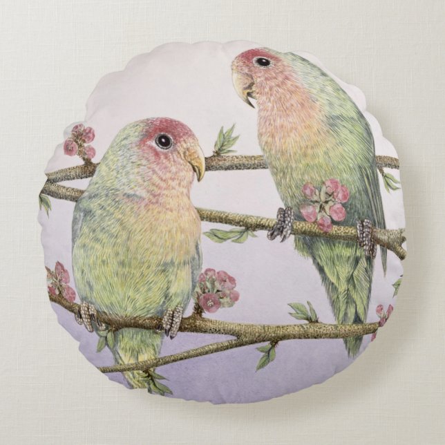 Liebe-Vögel Rundes Kissen (Vorderseite)