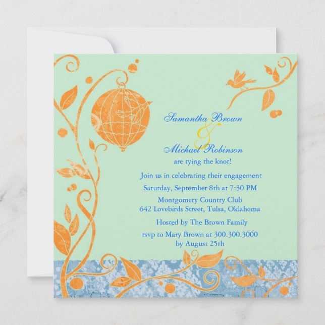 Liebe-Vögel: Verlobungs-Einladungen Einladung (Vorderseite)