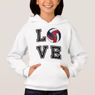 Liebe-Volleyball - dunkelrot, weiß und dunkelblau Hoodie