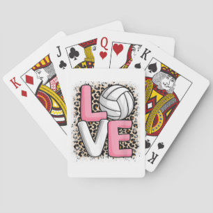 Liebe Volleyball Leopard Print Women Girls Volleyb Spielkarten