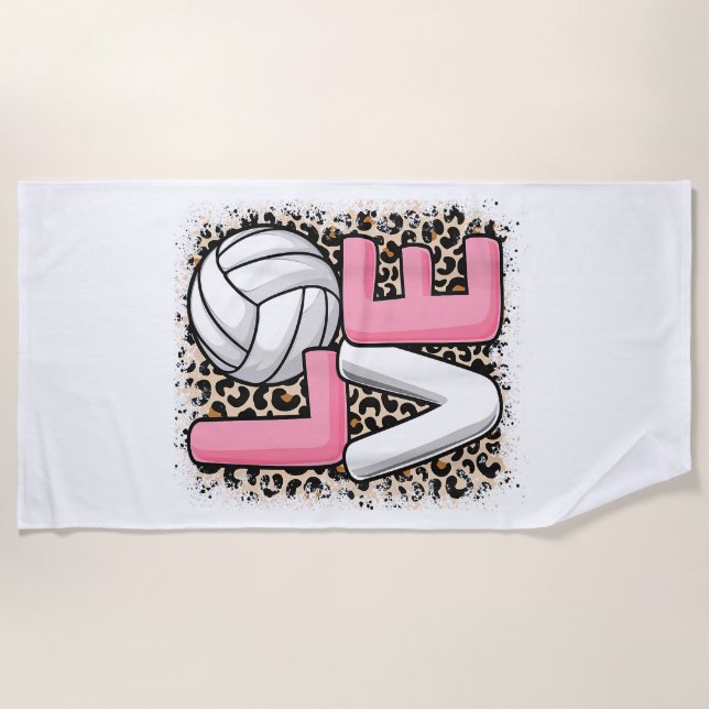 Liebe Volleyball Leopard Print Women Girls Volleyb Strandtuch (Vorderseite)