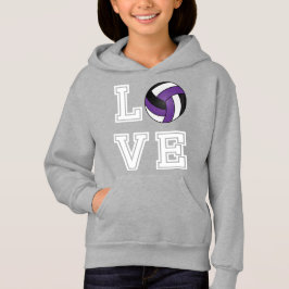 Liebe-Volleyball - lila, Weiß und Schwarzes Hoodie