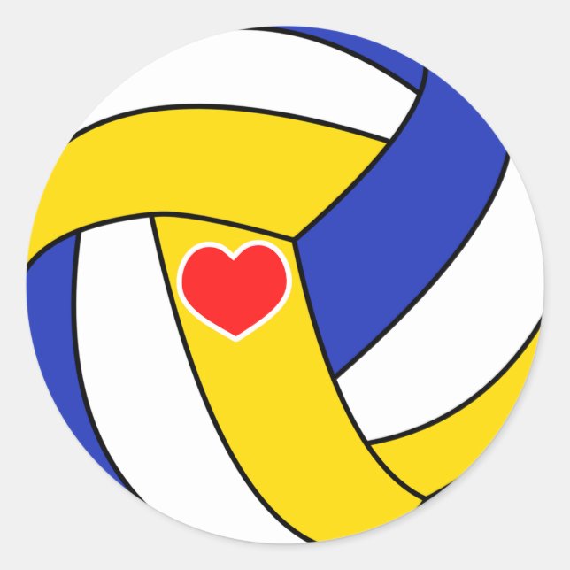 Liebe-Volleyball - Sportball mit Herz Runder Aufkleber (Vorderseite)