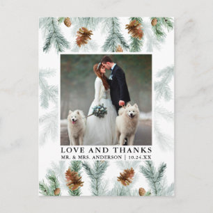 Liebe von Aquarellkiefern dank Hochzeitsslima Postkarte