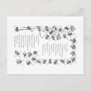 Liebe von Bienen - Vintage Image and Gedicht Postkarte