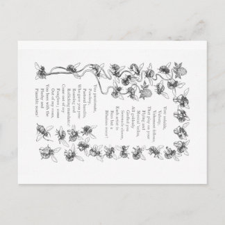 Liebe von Bienen - Vintage Image and Gedicht Postkarte