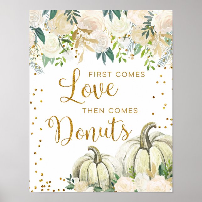 Liebe von Gold und White Pumpkin ist Sweet Sign Poster (Vorne)