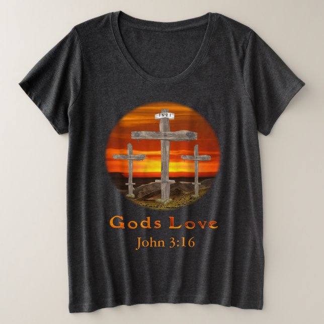 Liebe von Gütern Große Größe T-Shirt (Design vorne)
