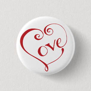 Liebe von Hand in Rot Button