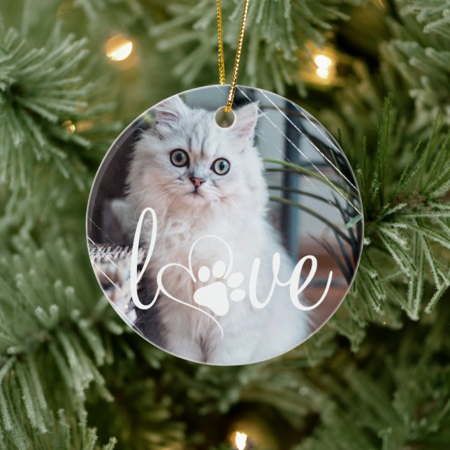 Liebe von Haustieren | Pay Print Heft Script Quote Keramik Ornament (Baum)