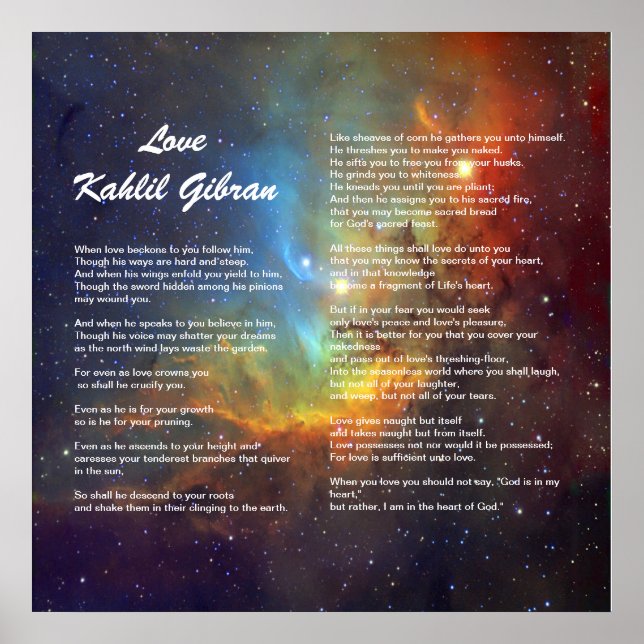 Liebe von Kahlil Gibran Poster (Vorne)