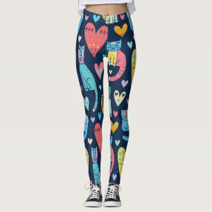 Liebe von Katzen: farbenfroh Vintag nahtlos Leggings