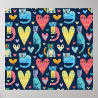 Liebe von Katzen: farbenfroh Vintag nahtlos