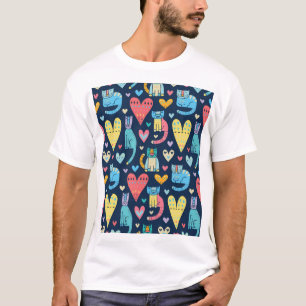 Liebe von Katzen: farbenfroh Vintag nahtlos T-Shirt