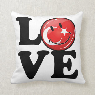 Liebe von lächelnder Flagge der Türkei Kissen