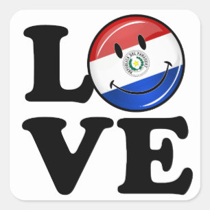 Liebe von lächelnder Flagge Paraguays Quadratischer Aufkleber