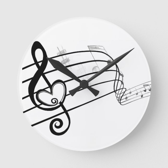 Liebe von Musik Runde Wanduhr (Vorderseite)