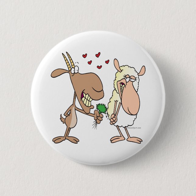 Liebe von niedlichen Ziegen Cartoon Button (Vorderseite)