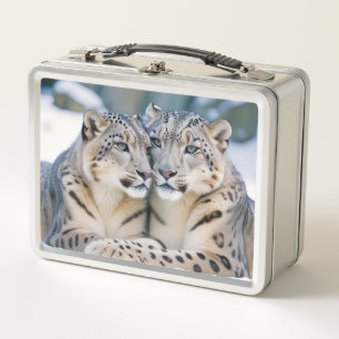 Liebe von Snow Leopard Tierart Zuneigung Metall Brotdose