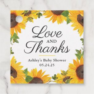 Liebe von Sonnenblumen und Dank Tag Geschenkanhänger