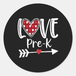 Liebe Vork Red Kariert Heart Valentinstag Lehrer Runder Aufkleber