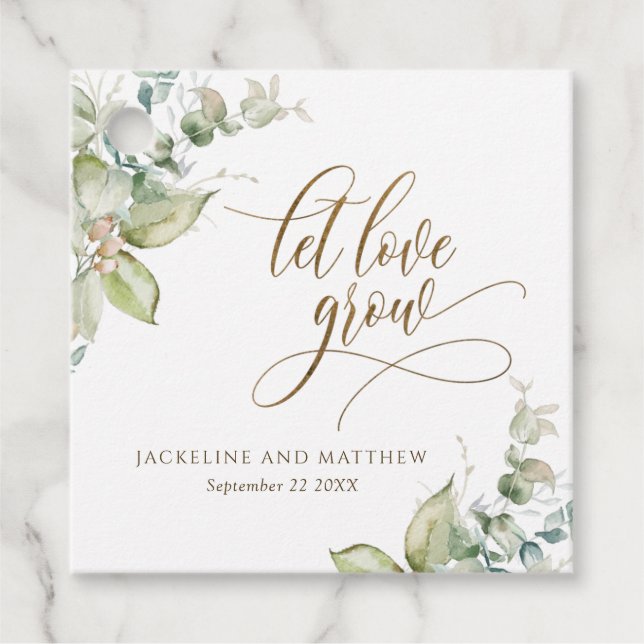 Liebe wachsen gelassen, Elegante Eukalyptus-Grünpf Geschenkanhänger (Vorderseite)