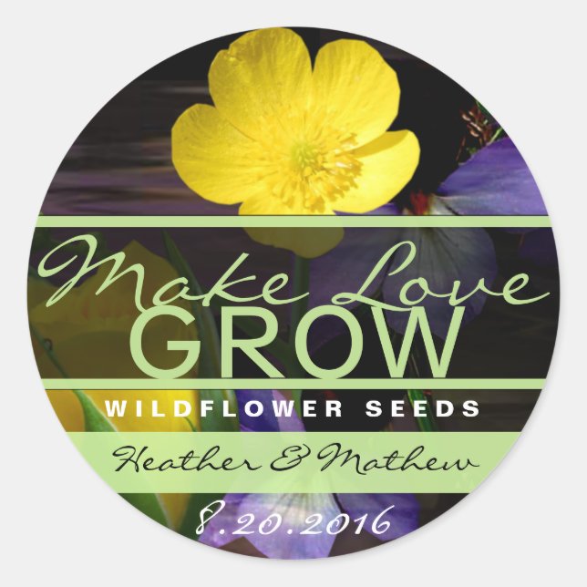 Liebe wachsen Sonnenblumenaufkleber Runder Aufkleber (Vorderseite)