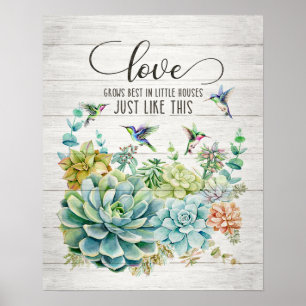 Liebe wächst am besten Hummingbird Poster