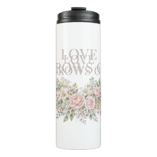 Liebe wächst auf Watercolor-Memorial-Blumen-T-Shir Thermosbecher