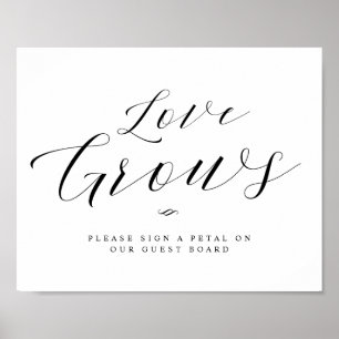 Liebe wächst Blume Petal Guest Board Hochzeitssing Poster