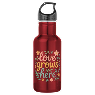 Liebe wächst hier Cottagecore-Typografie-Kunst Edelstahlflasche