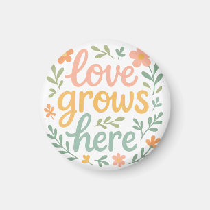 Liebe wächst hier Cottagecore-Typografie-Kunst Magnet