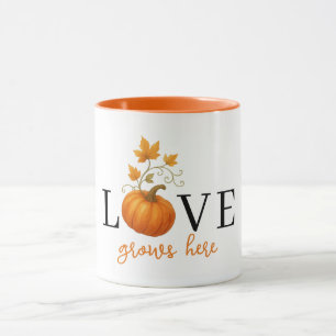 LIEBE wächst hier Kürbisbriefe Herbst Tasse