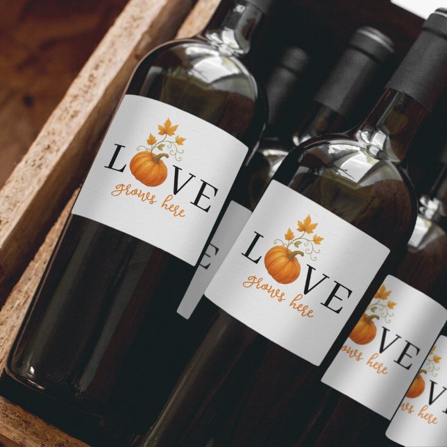 LIEBE wächst hier | Kürbisbriefe Herbst Weinetikett (Von Creator hochgeladen)