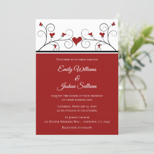 Liebe wächst   Red Hearts Valentine Wedding Einladung