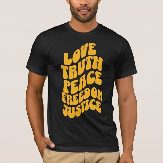 Liebe Wahrheit Frieden Freiheit Justiz Cooles Desi T-Shirt (Vorderseite)