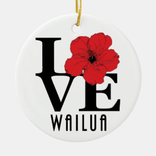 LIEBE Wailua Hawaii Rot-Hibiskus Keramik Ornament