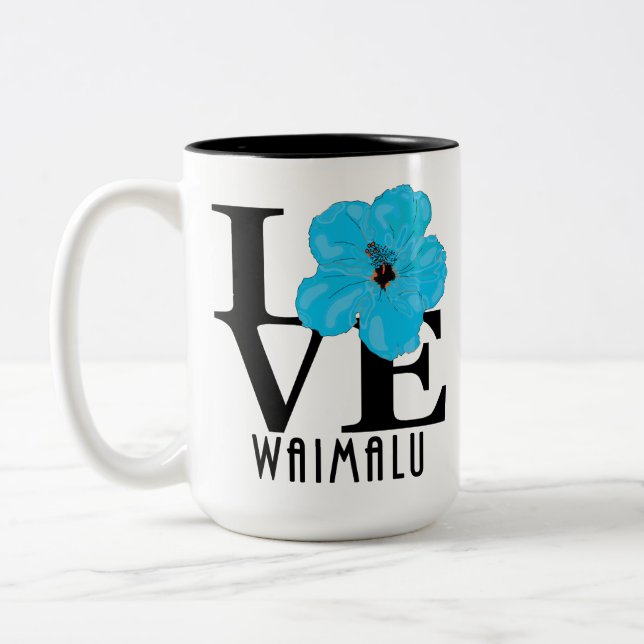 LIEBE Waimalu Blue Hibiskus 15oz Zweifarbige Tasse (Links)