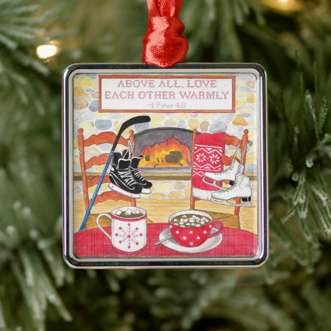 Liebe Warmwasser-Farbschrift Weihnachten Silbernes Ornament (Baum)