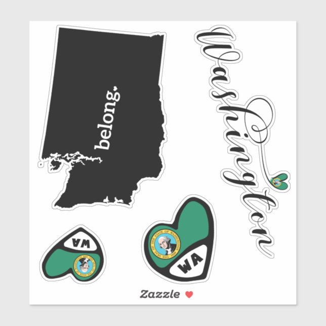 Liebe Washington, 3 Designs, Die Sticker schneiden (Blatt)