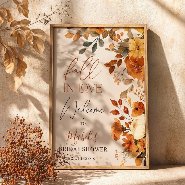 Liebe Wasserfarbe Rustikale Bridal Willkommen Poster (Fall In Love Watercolor Rustic Bridal Welcome Poster)