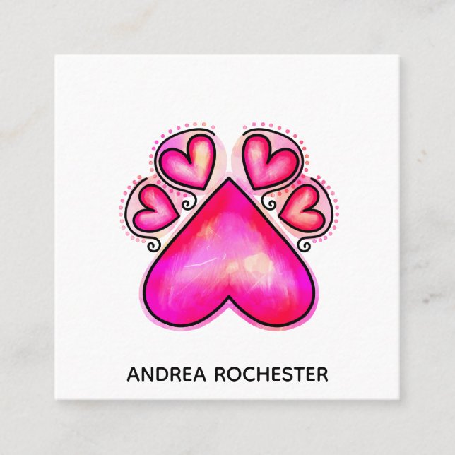 Liebe Wasserfarbene Haustiere Hunde Quadratische Visitenkarte (Vorderseite)