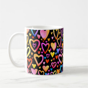 Liebe. Wasserfarbiges Illustrationsherz. Valentin Kaffeetasse