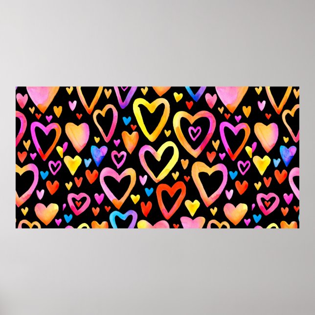 Liebe. Wasserfarbiges IllustrationsHerz. Valentin Poster (Vorne)