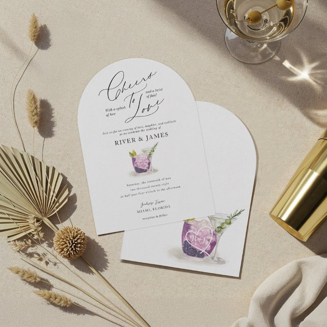 Liebe Watercolor Paares Cocktail Hochzeit Einladung (Cheers to Love Watercolor Couples Cocktail Wedding Invitation)