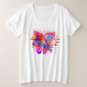 Liebe Watercolor Pinselstrich Spritzer Paint Rainb Große Größe T-Shirt