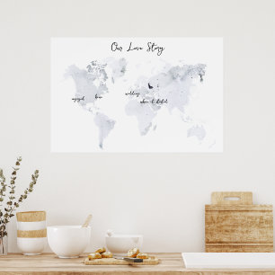 Liebe   Watercolor Wedding Memory Keepake Poster