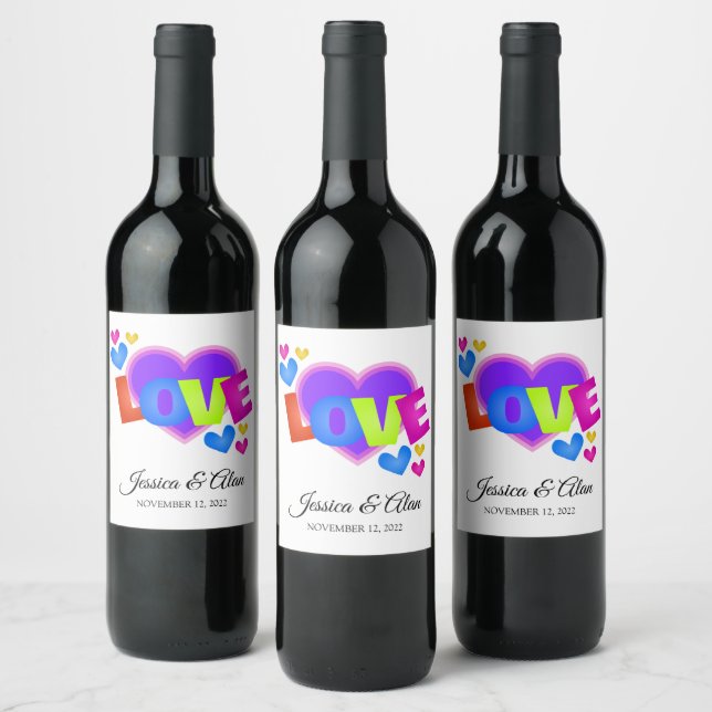 Liebe Wedding Food and Beverage Label Set Weinetikett (Flaschen)