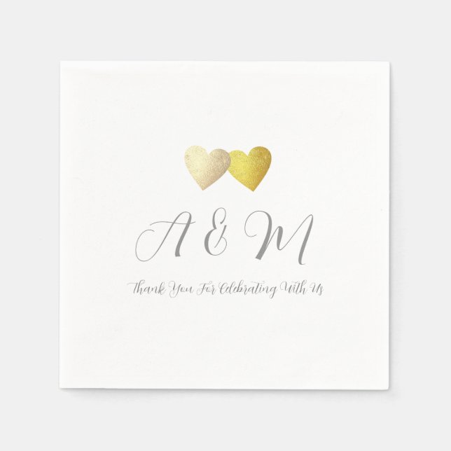 Liebe Wedding Napkin . Imitat goldene Herzen Serviette (Vorderseite)