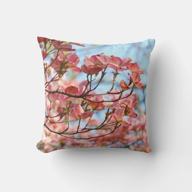 Liebe Wedding Pillows Pink Dogwood Blue Sky Kissen (Vorderseite)